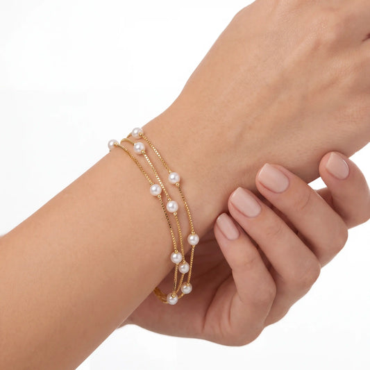 Ethereal Pearl Cascade Bracelet